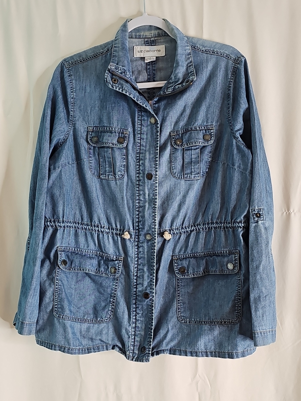 Liz Claiborne Classic Light Blue Denim Utility Jacket